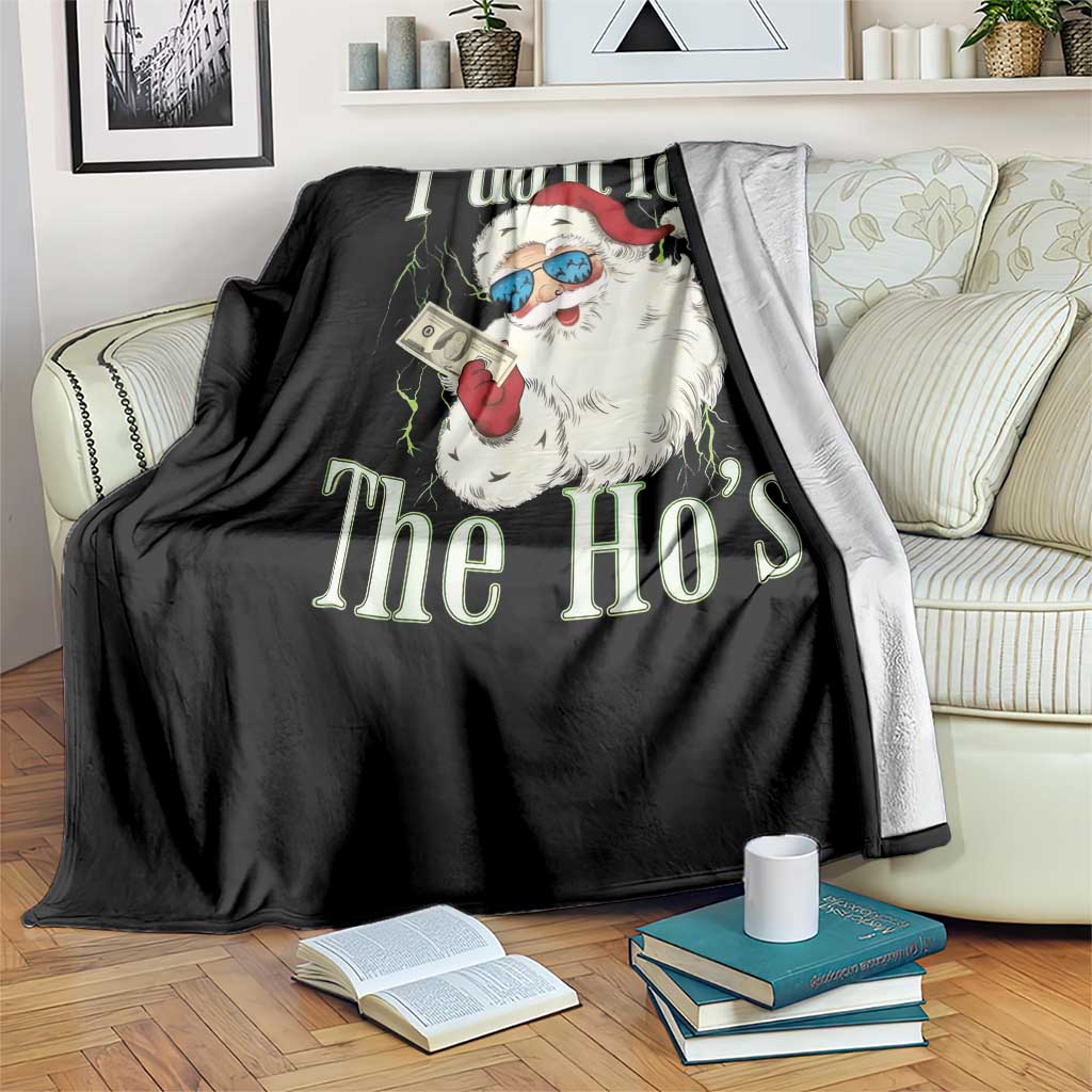 I Do It For The Hos Throw Blanket Rude Offensive Christmas Santa Face Retro Bootleg TS10 Print Your Wear