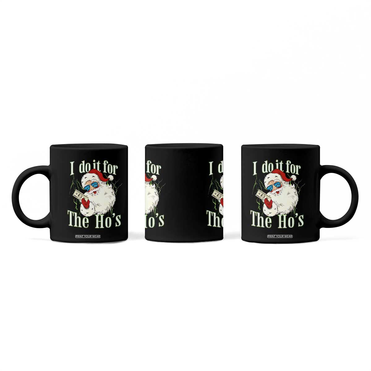 I Do It For The Hos Coffee Mug Rude Offensive Christmas Santa Face Retro Bootleg TS10 Print Your Wear