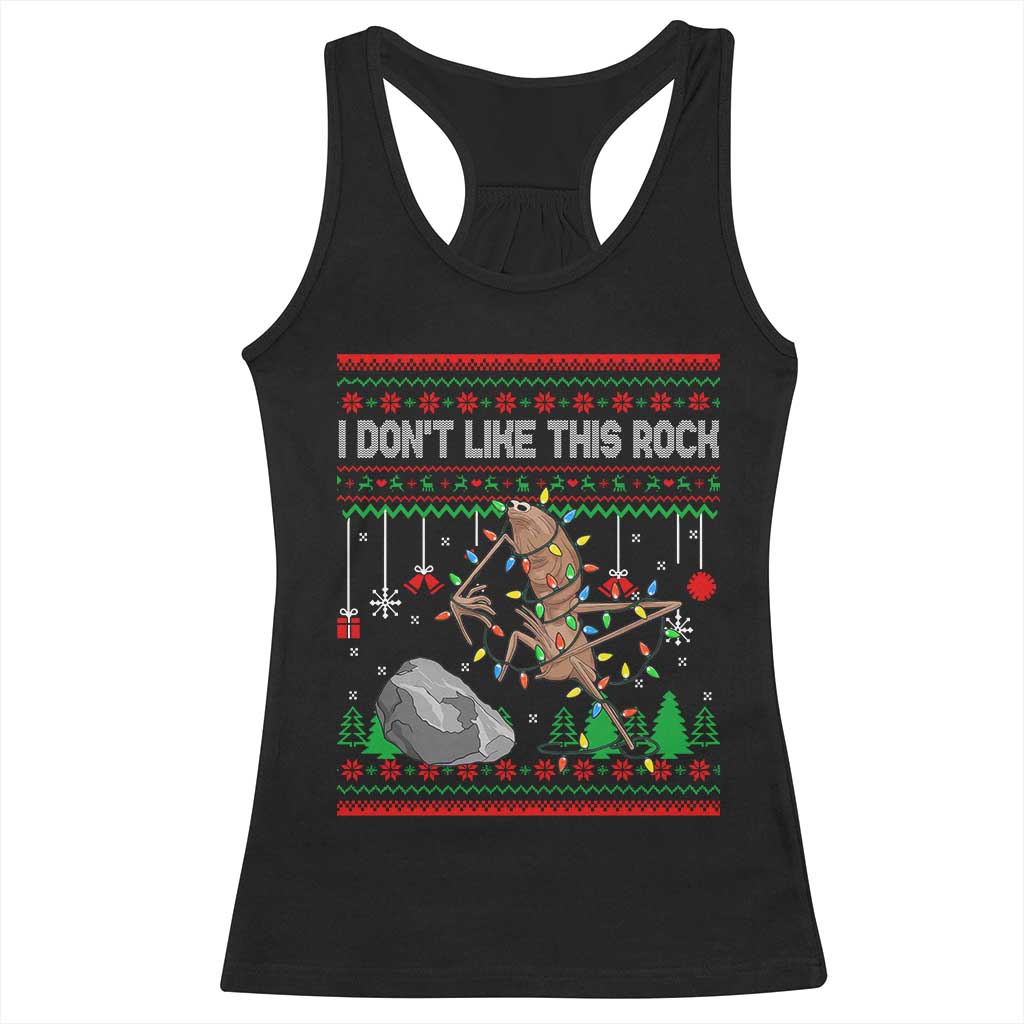Christmas Marcus The Worm Meme Racerback Tank Top I Dont Like This Rock Brainrot Funny Ugly Xmas TS10 Black Print Your Wear