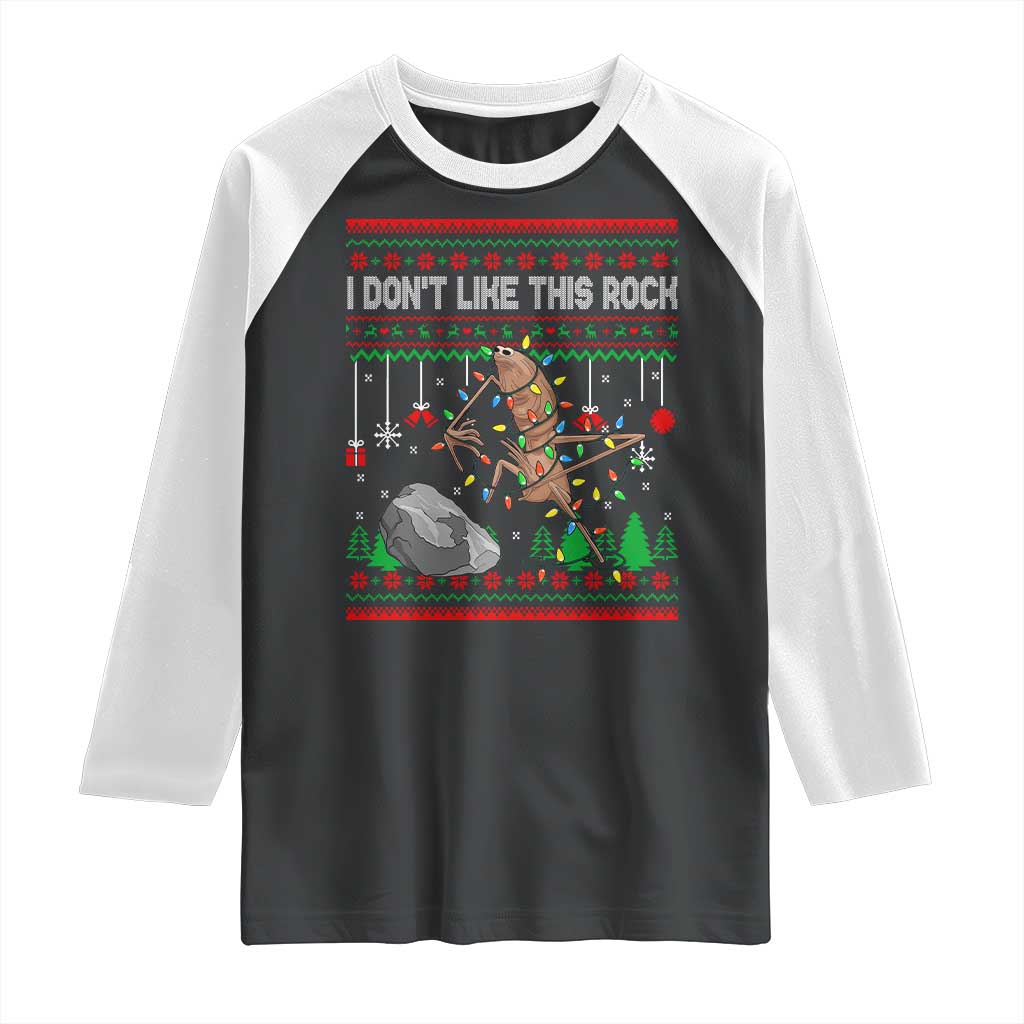 Christmas Marcus The Worm Meme Raglan Shirt I Dont Like This Rock Brainrot Funny Ugly Xmas TS10 Black White Print Your Wear
