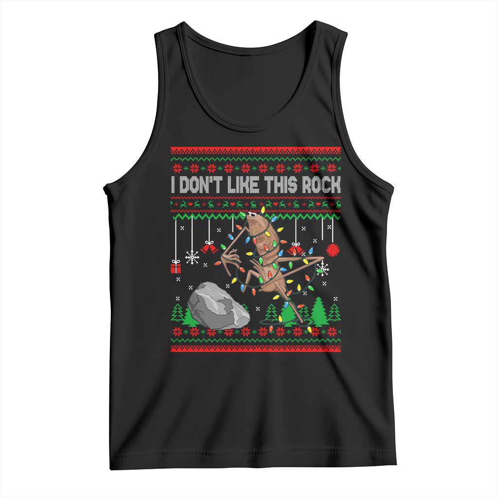 Christmas Marcus The Worm Meme Tank Top I Dont Like This Rock Brainrot Funny Ugly Xmas TS10 Black Print Your Wear