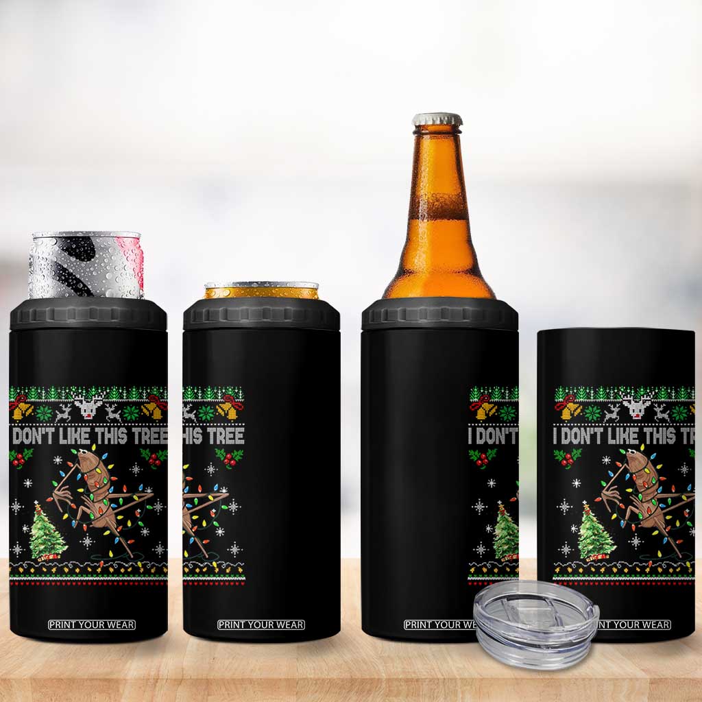 Marcus The Worm Christmas Meme 4 in 1 Can Cooler Tumbler I Dont Like This Tree Brainrot Funny Ugly Xmas TS10 Print Your Wear