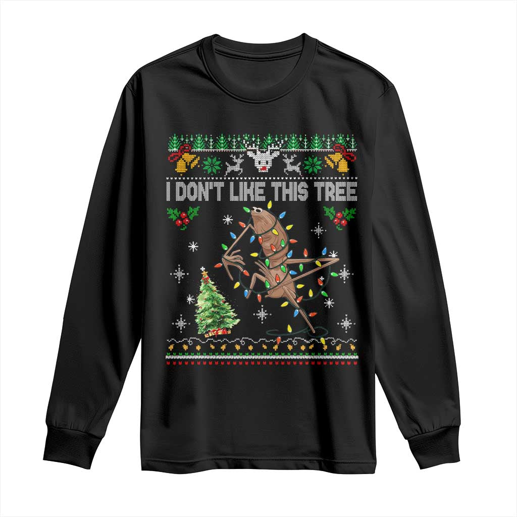 Marcus The Worm Christmas Meme Long Sleeve Shirt I Dont Like This Tree Brainrot Funny Ugly Xmas TS10 Black Print Your Wear