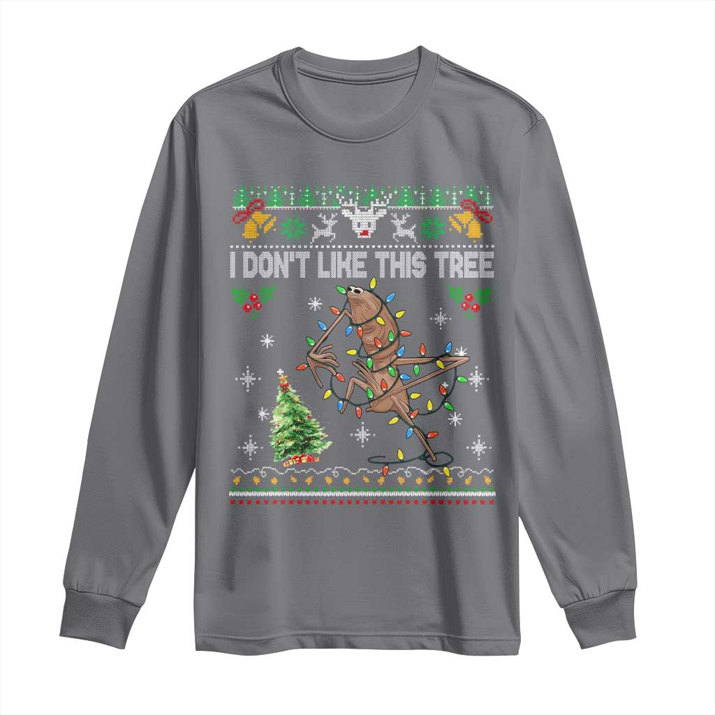 Marcus The Worm Christmas Meme Long Sleeve Shirt I Dont Like This Tree Brainrot Funny Ugly Xmas TS10 Charcoal Print Your Wear