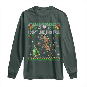 Marcus The Worm Christmas Meme Long Sleeve Shirt I Dont Like This Tree Brainrot Funny Ugly Xmas TS10 Dark Forest Green Print Your Wear