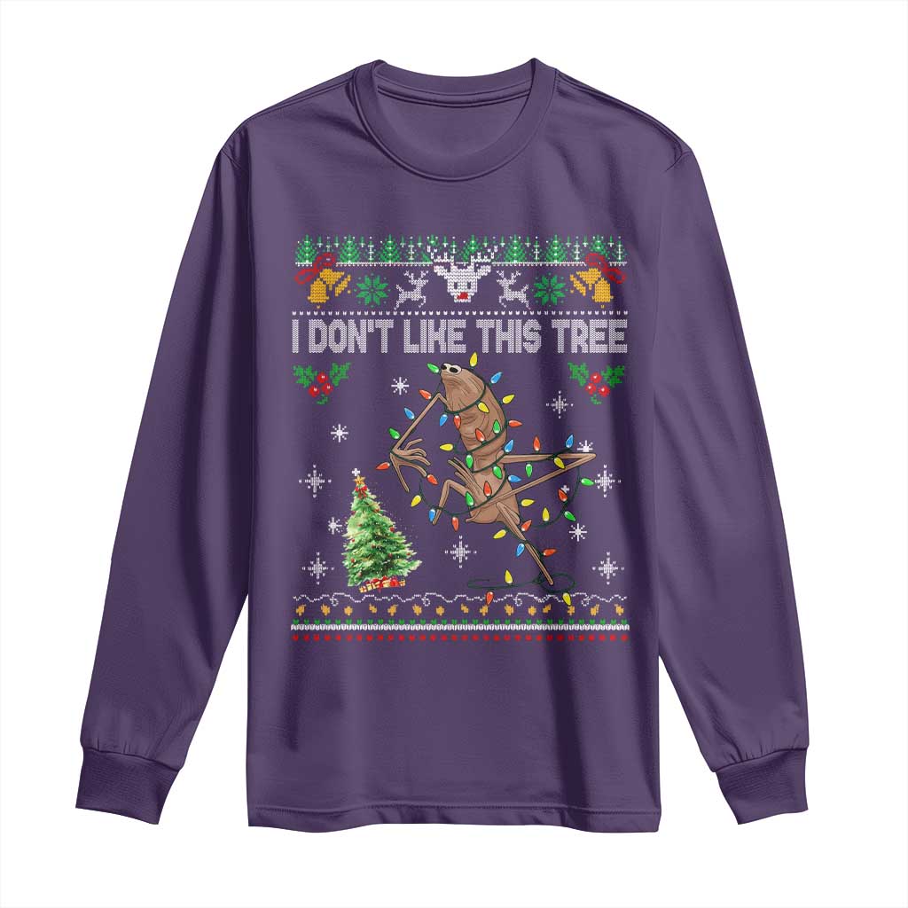 Marcus The Worm Christmas Meme Long Sleeve Shirt I Dont Like This Tree Brainrot Funny Ugly Xmas TS10 Purple Print Your Wear