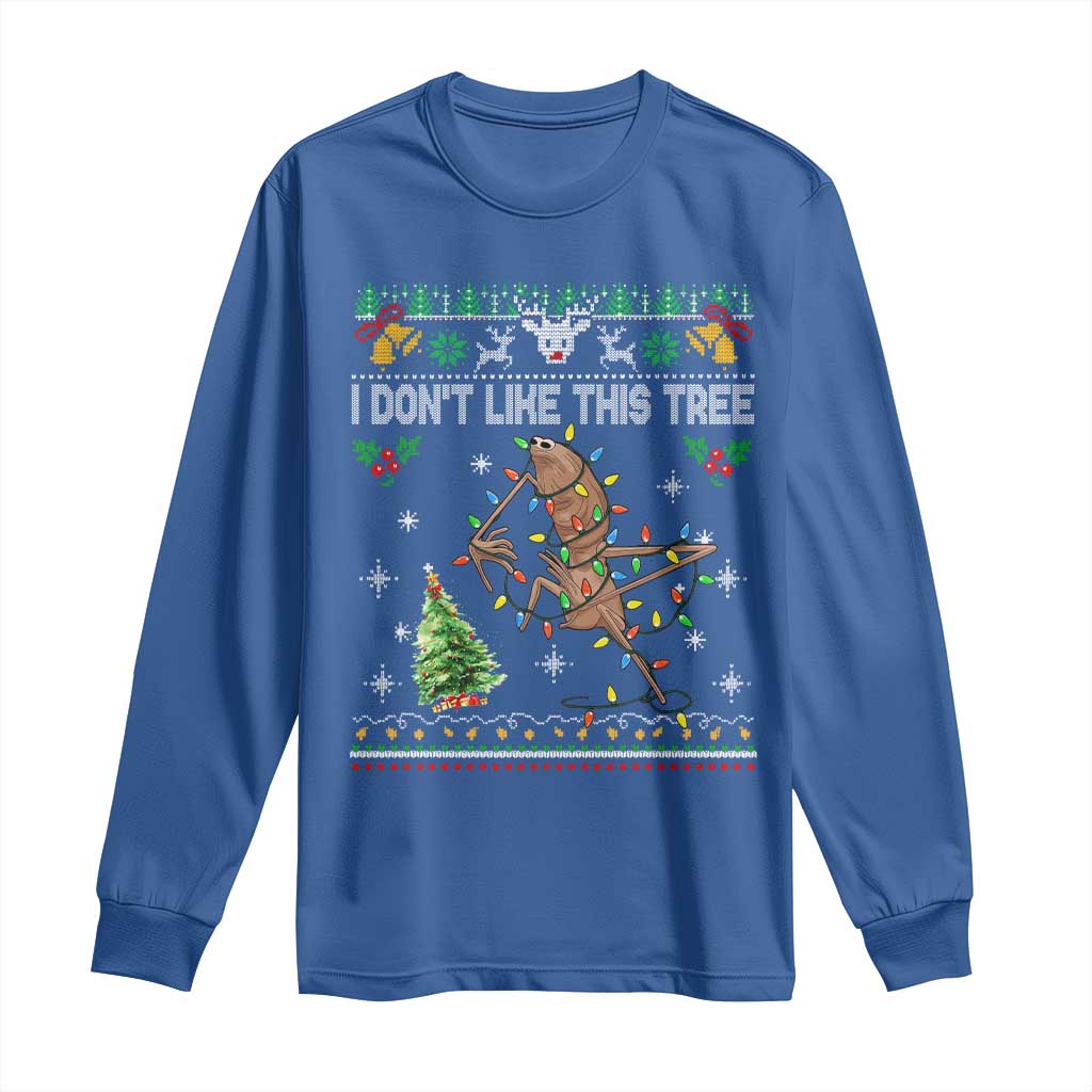 Marcus The Worm Christmas Meme Long Sleeve Shirt I Dont Like This Tree Brainrot Funny Ugly Xmas TS10 Royal Blue Print Your Wear