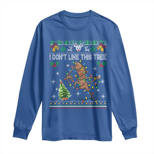 Marcus The Worm Christmas Meme Long Sleeve Shirt I Dont Like This Tree Brainrot Funny Ugly Xmas TS10 Royal Blue Print Your Wear