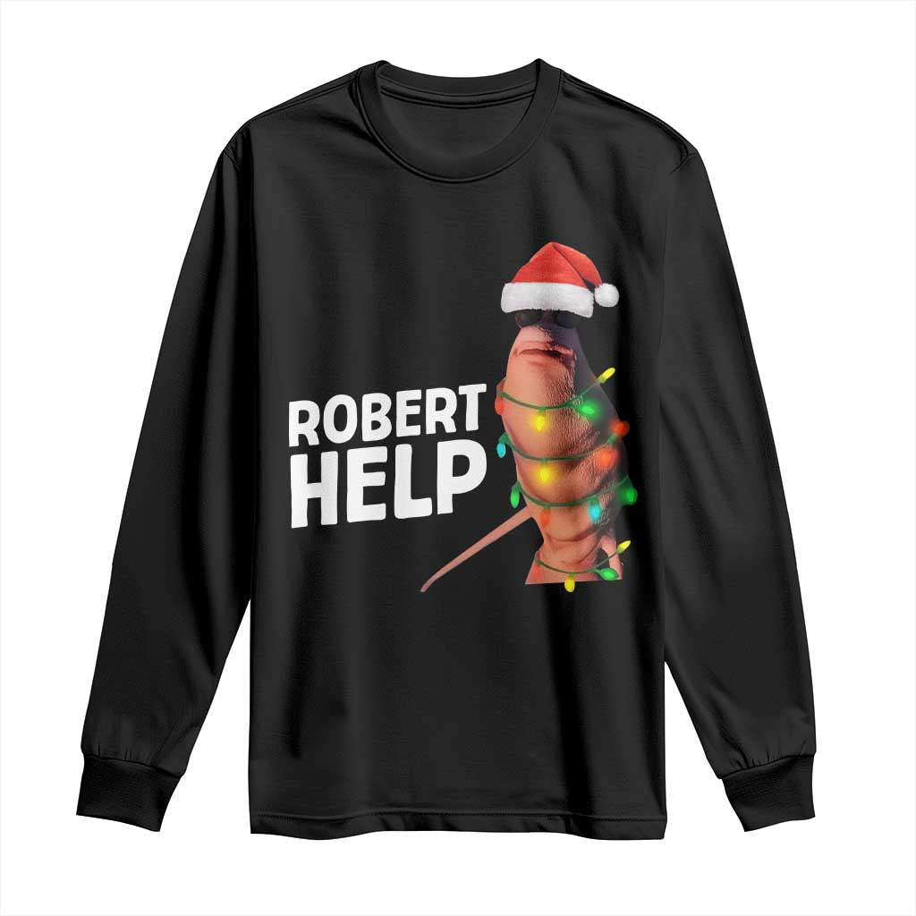 Marcus The Worm Christmas Long Sleeve Shirt Robert Help Internet Weirdcore Brainrot Humor TS10 Black Print Your Wear