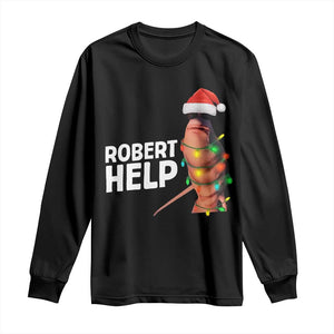 Marcus The Worm Christmas Long Sleeve Shirt Robert Help Internet Weirdcore Brainrot Humor TS10 Black Print Your Wear