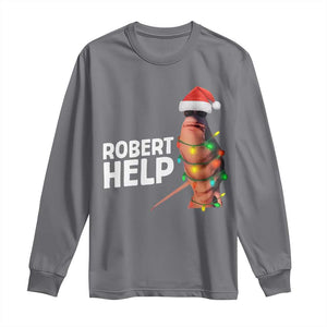 Marcus The Worm Christmas Long Sleeve Shirt Robert Help Internet Weirdcore Brainrot Humor TS10 Charcoal Print Your Wear