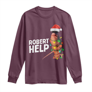 Marcus The Worm Christmas Long Sleeve Shirt Robert Help Internet Weirdcore Brainrot Humor TS10 Maroon Print Your Wear