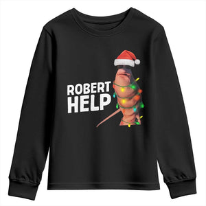 Marcus The Worm Christmas Youth Sweatshirt Robert Help Internet Weirdcore Brainrot Humor TS10 Black Print Your Wear