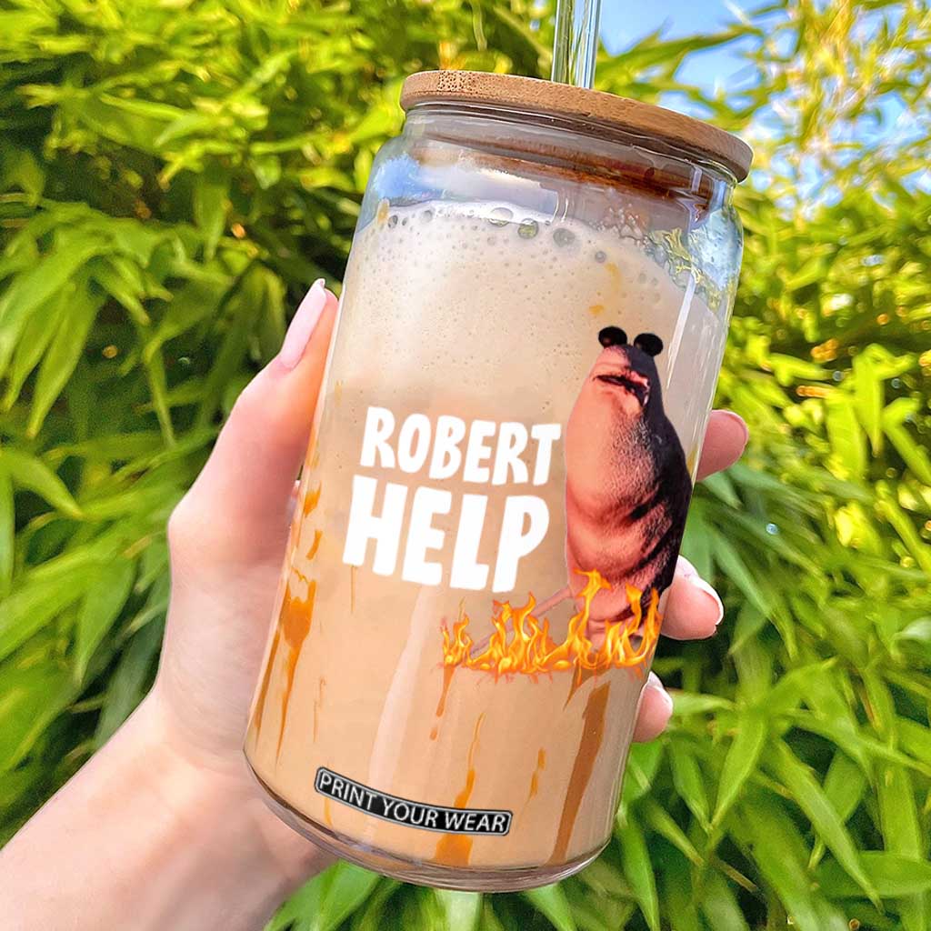 Marcus The Worm Glass Can Funny Brainrot Meme Robert Help TS10 Black Print Your Wear
