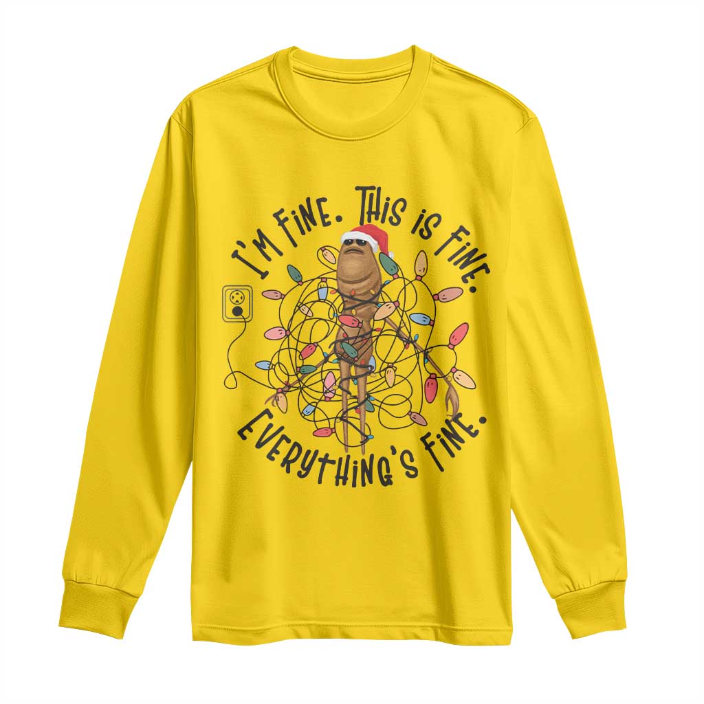 Marcus The Worm Christmas Meme Long Sleeve Shirt I'm Fine Everything is Fine TS10 Daisy Print Your Wear
