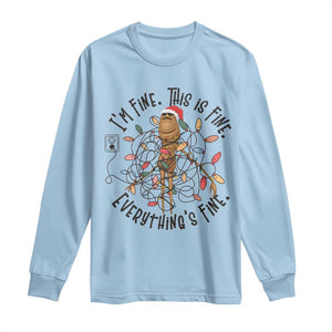 Marcus The Worm Christmas Meme Long Sleeve Shirt I'm Fine Everything is Fine TS10 Light Blue Print Your Wear