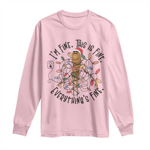 Marcus The Worm Christmas Meme Long Sleeve Shirt I'm Fine Everything is Fine TS10 Light Pink Print Your Wear