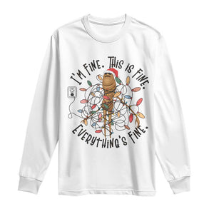 Marcus The Worm Christmas Meme Long Sleeve Shirt I'm Fine Everything is Fine TS10 White Print Your Wear