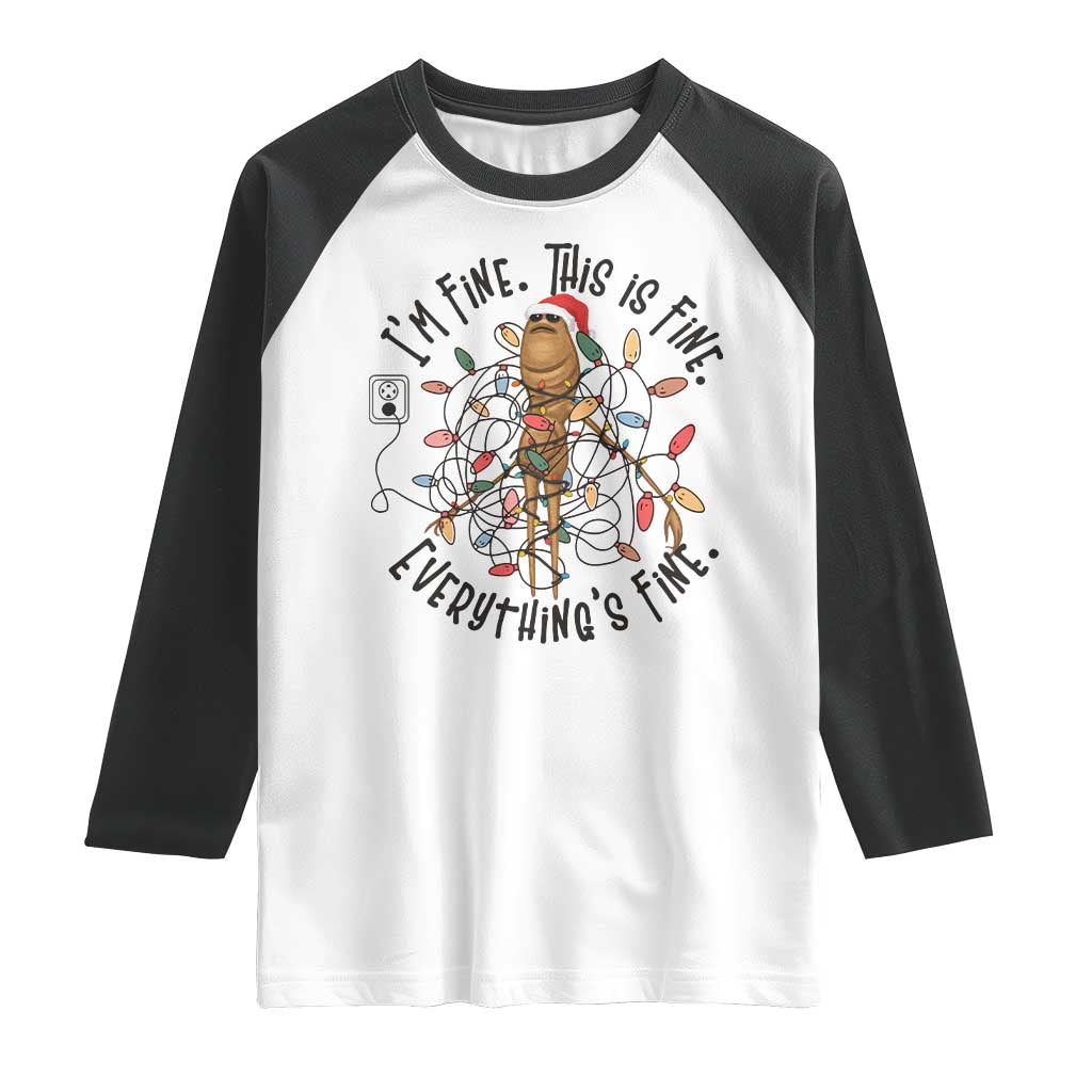 Marcus The Worm Christmas Meme Raglan Shirt I'm Fine Everything is Fine TS10 White Black Print Your Wear