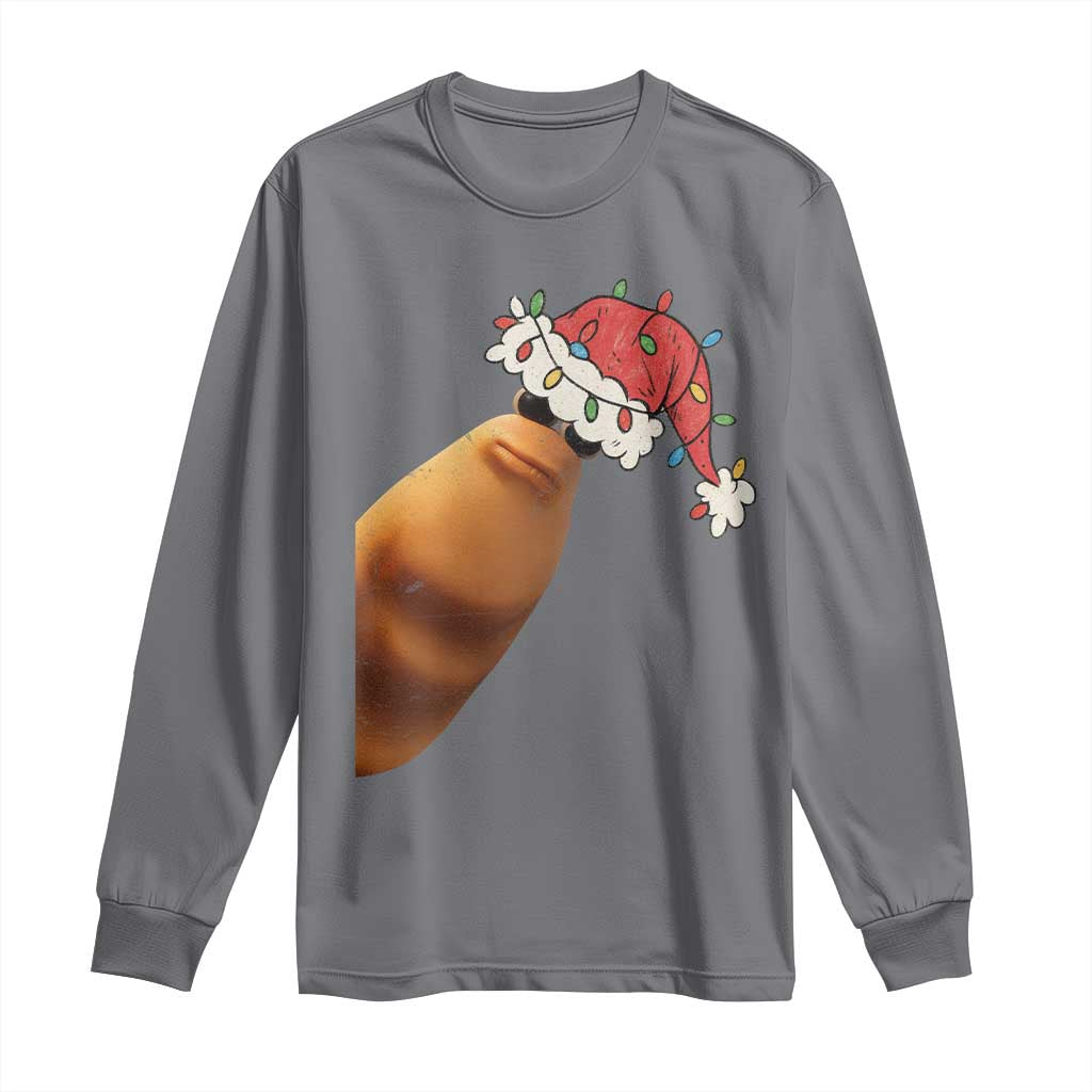 Marcus The Worm Christmas Long Sleeve Shirt Funny Internet Brainrot Meme TS10 Charcoal Print Your Wear