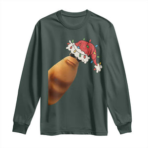 Marcus The Worm Christmas Long Sleeve Shirt Funny Internet Brainrot Meme TS10 Dark Forest Green Print Your Wear