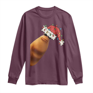 Marcus The Worm Christmas Long Sleeve Shirt Funny Internet Brainrot Meme TS10 Maroon Print Your Wear