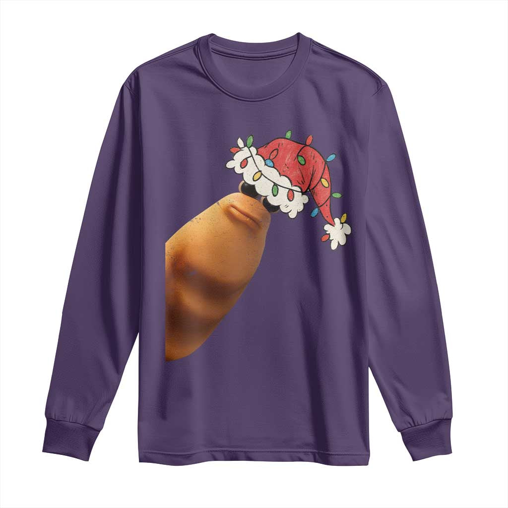 Marcus The Worm Christmas Long Sleeve Shirt Funny Internet Brainrot Meme TS10 Purple Print Your Wear