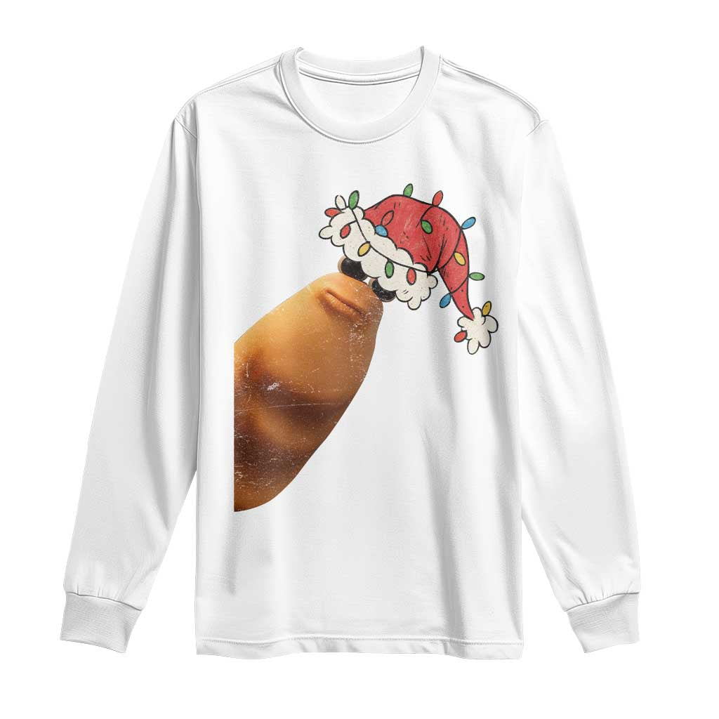Marcus The Worm Christmas Long Sleeve Shirt Funny Internet Brainrot Meme TS10 White Print Your Wear