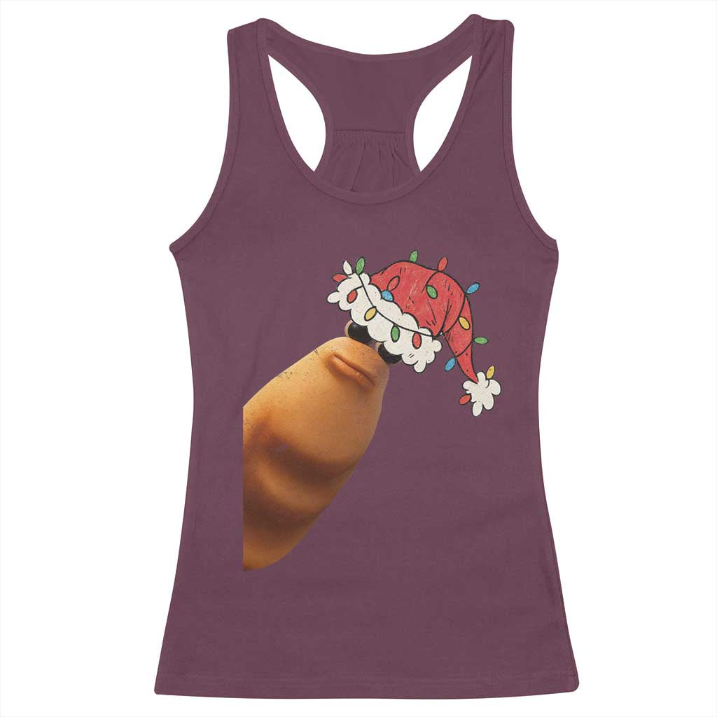 Marcus The Worm Christmas Racerback Tank Top Funny Internet Brainrot Meme TS10 Maroon Print Your Wear