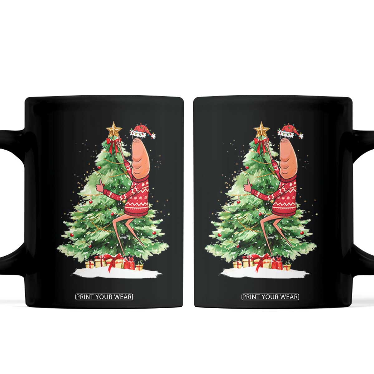 Marcus The Worm Christmas Coffee Mug Funny Brain Rot Meme TS10 Black Print Your Wear