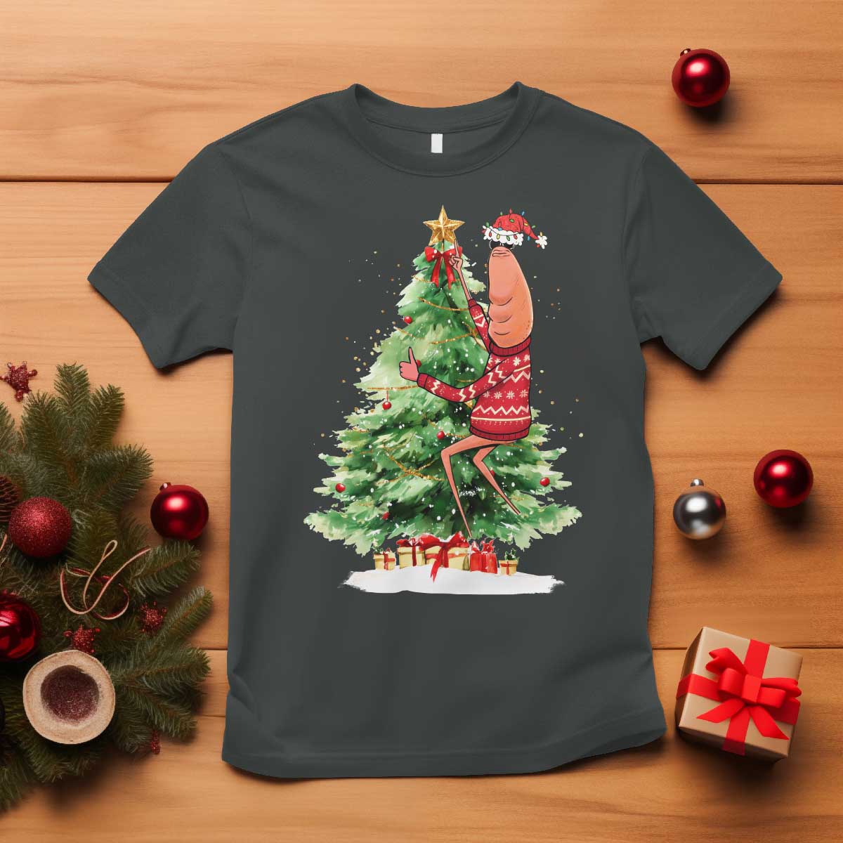 Marcus The Worm Christmas T Shirt Funny Brain Rot Meme TS10 Dark Heather Print Your Wear