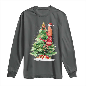 Marcus The Worm Christmas Long Sleeve Shirt Funny Brain Rot Meme TS10 Dark Heather Print Your Wear
