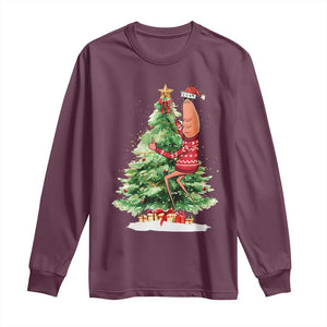 Marcus The Worm Christmas Long Sleeve Shirt Funny Brain Rot Meme TS10 Maroon Print Your Wear