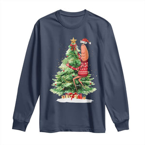Marcus The Worm Christmas Long Sleeve Shirt Funny Brain Rot Meme TS10 Navy Print Your Wear