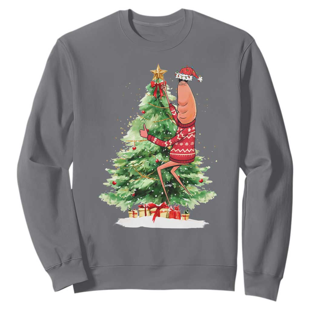 Marcus The Worm Christmas Sweatshirt Funny Brain Rot Meme TS10 Charcoal Print Your Wear
