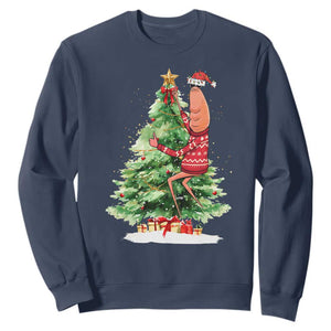 Marcus The Worm Christmas Sweatshirt Funny Brain Rot Meme TS10 Navy Print Your Wear