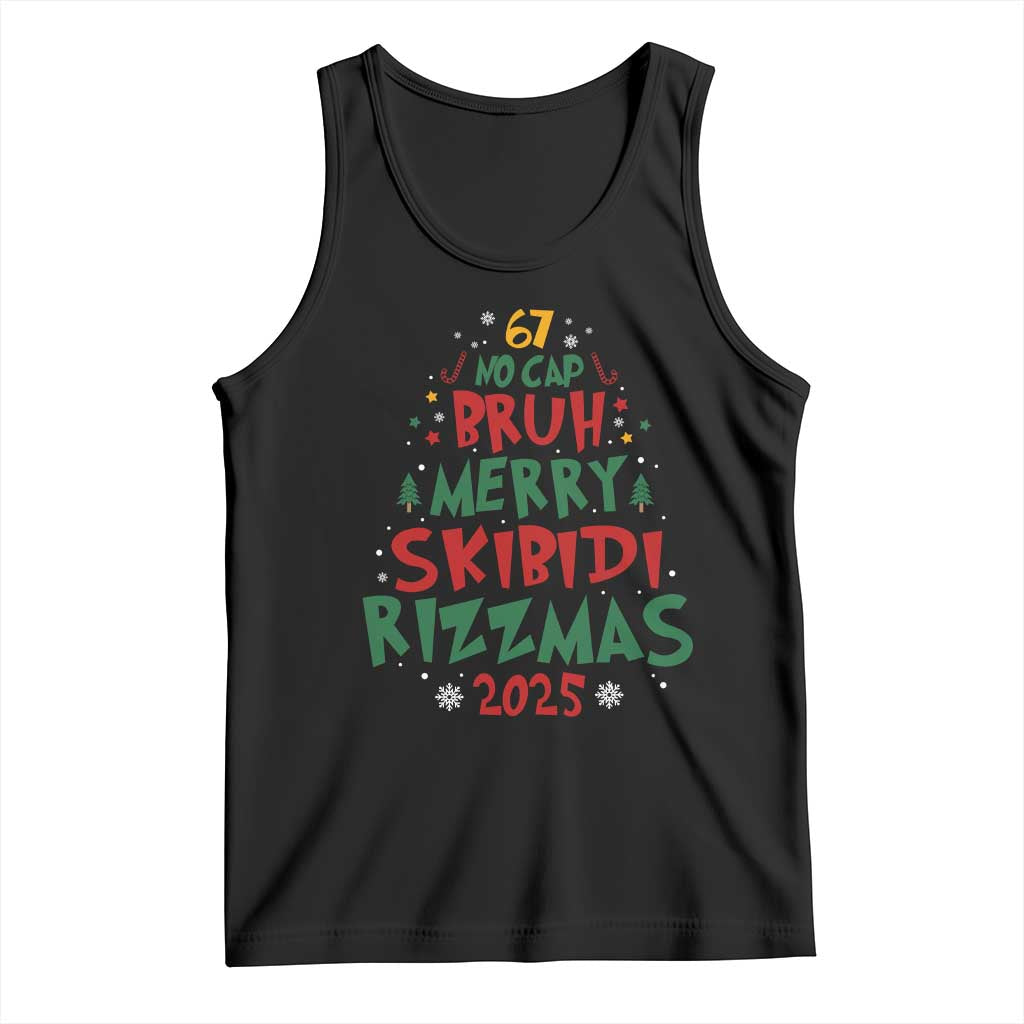 Funny Six Seven 67 Meme Christmas Tree Tank Top Funny 6 7 Bruh Gen Alpha Slang Viral Meme TS10 Black Print Your Wear