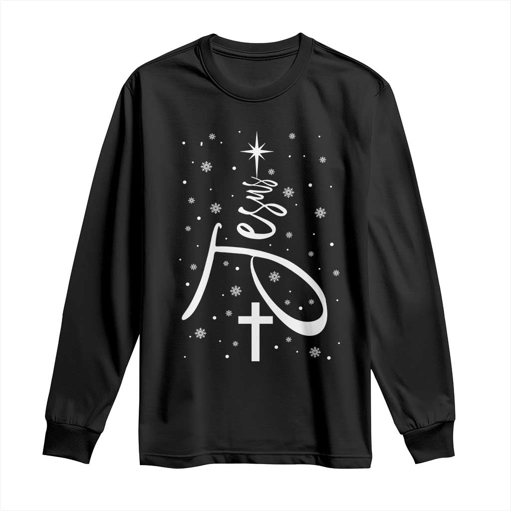 Jesus Christmas Tree Long Sleeve Shirt Christian Faith TS10 Black Print Your Wear