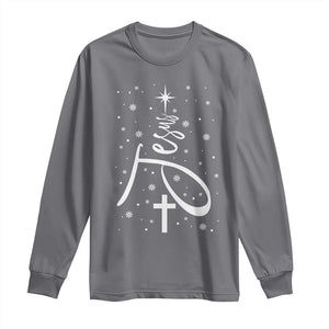 Jesus Christmas Tree Long Sleeve Shirt Christian Faith TS10 Charcoal Print Your Wear