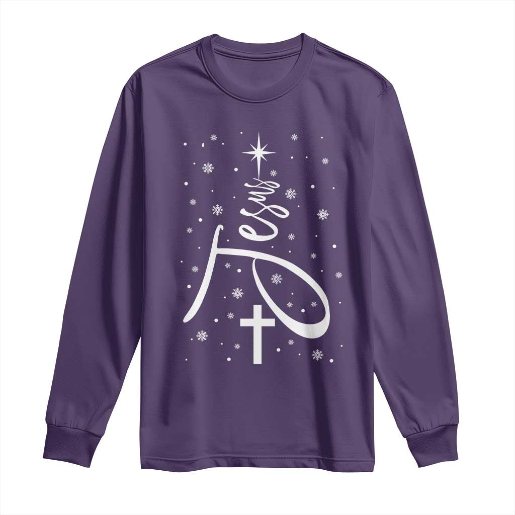 Jesus Christmas Tree Long Sleeve Shirt Christian Faith TS10 Purple Print Your Wear