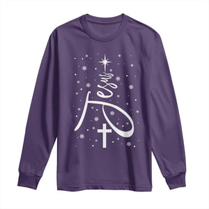 Jesus Christmas Tree Long Sleeve Shirt Christian Faith TS10 Purple Print Your Wear