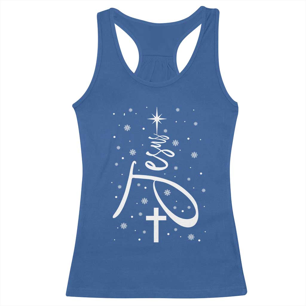 Jesus Christmas Tree Racerback Tank Top Christian Faith TS10 Royal Blue Print Your Wear
