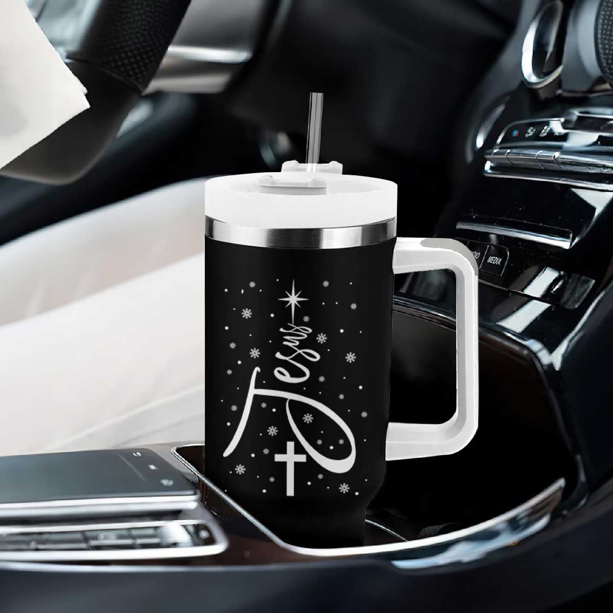 Jesus Christmas Tree Tumbler With Handle Christian Faith TS10 Print Your Wear