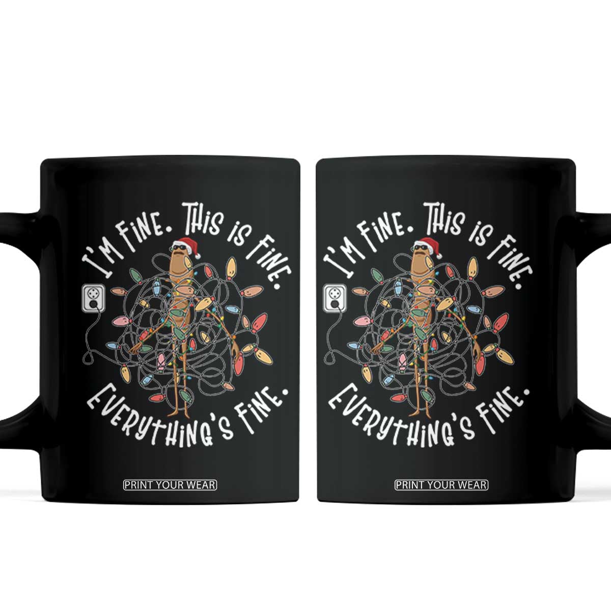 Marcus The Worm Christmas Coffee Mug I'm Fine Everything Is Fine School Counselor Mental Health TS10 Black Print Your Wear