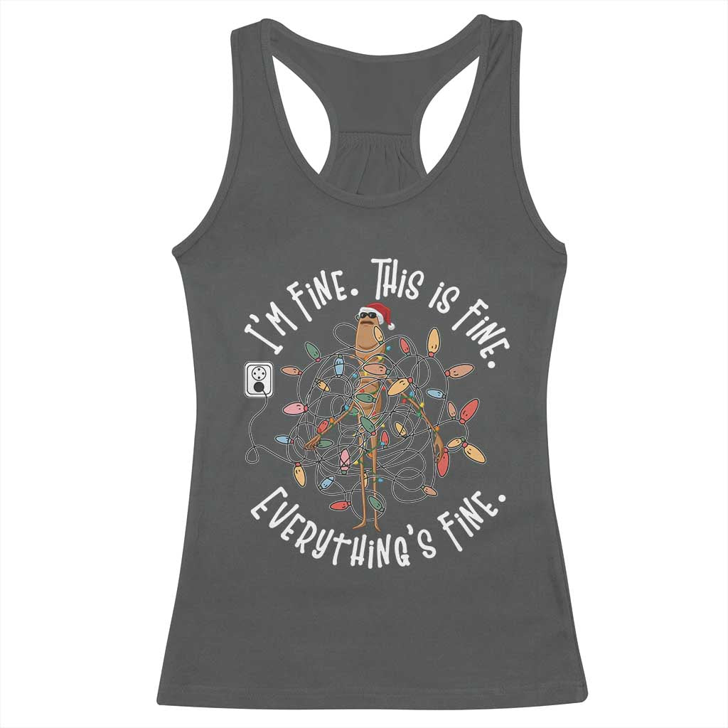 Marcus The Worm Christmas Racerback Tank Top I'm Fine Everything Is Fine School Counselor Mental Health TS10 Dark Heather Print Your Wear