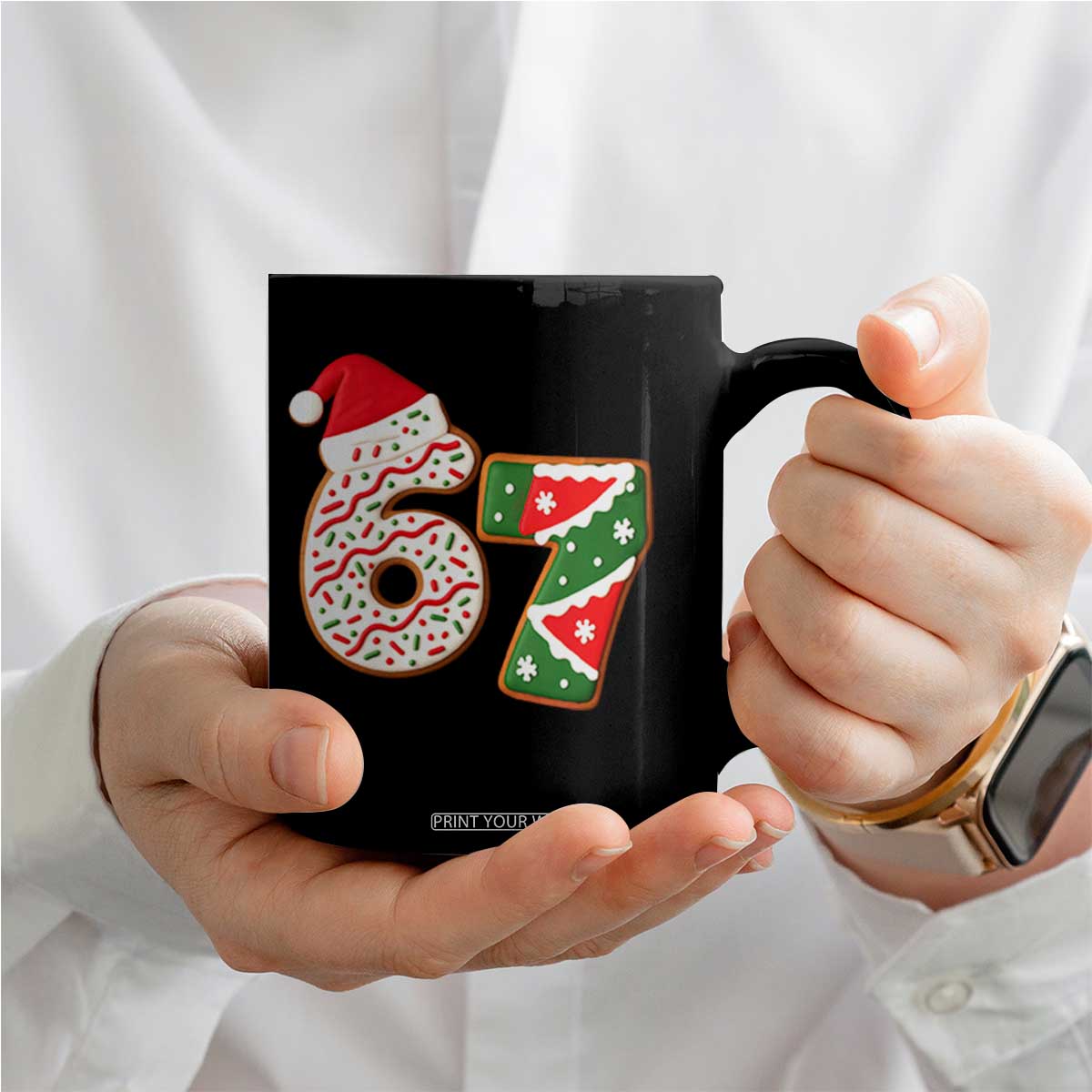67 Christmas Coffee Mug Funny Six Seven 6 7 Meme Pajamas Gen Alpha Slang TS10 Print Your Wear