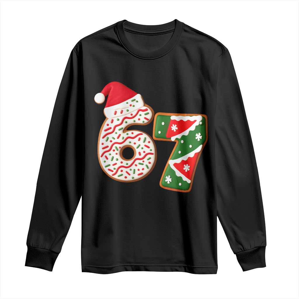 67 Christmas Long Sleeve Shirt Funny Six Seven 6 7 Meme Pajamas Gen Alpha Slang TS10 Black Print Your Wear