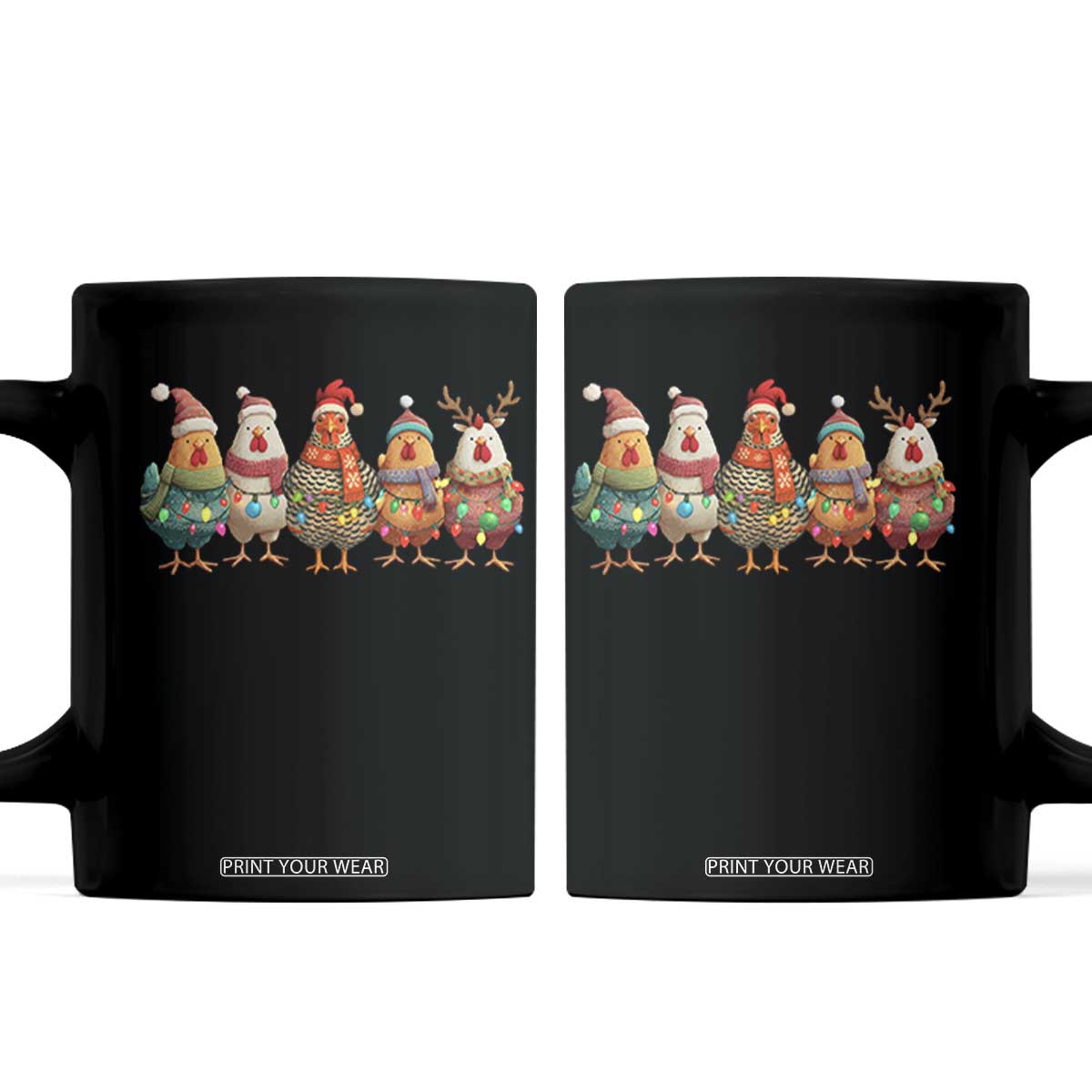 Funny Christmas Chicken Coffee Mug Funny Xmas Chickens Animals Farm Lover Gift TS10 Black Print Your Wear
