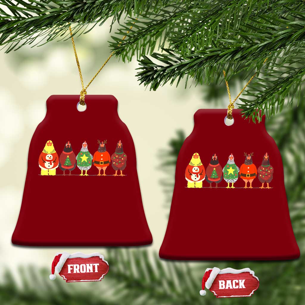 Сute Christmas Chickens Ceramic Ornament Funny Xmas Chickens Farm Animals Lover Gift TS10 Print Your Wear