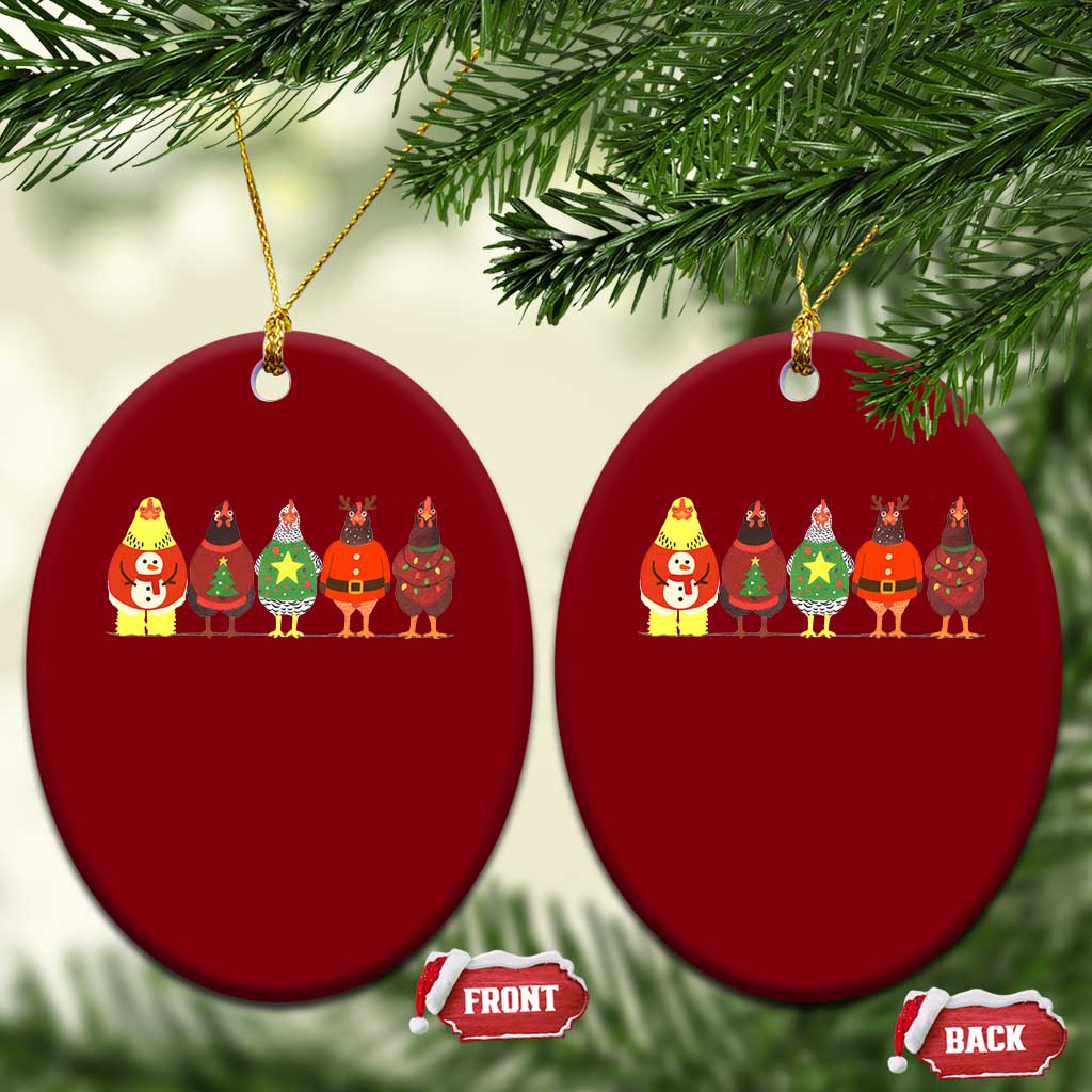 Сute Christmas Chickens Ceramic Ornament Funny Xmas Chickens Farm Animals Lover Gift TS10 Print Your Wear